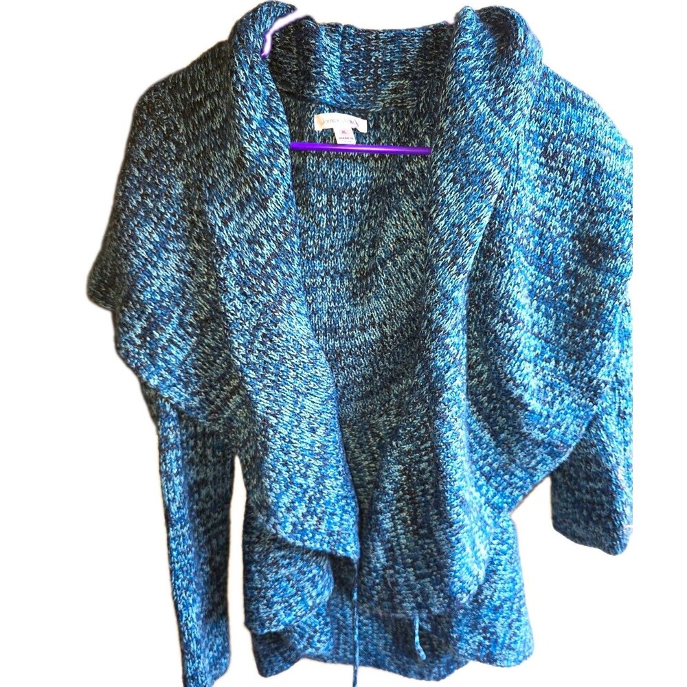 John Paul Richard Cardigan Sweater Womens XL Blue Marled Long Sleeve Knit